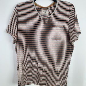 Large Striped Stylish Orange Black Off White T-Shirt